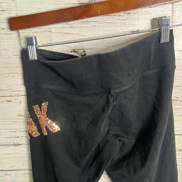 Victoria's Secret PINK Black Leggings with Gold Sequins - Picture 5 of 9